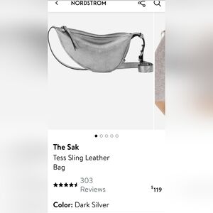 The Sak Tess Sling Bag Pebbled Dark Silver Leather